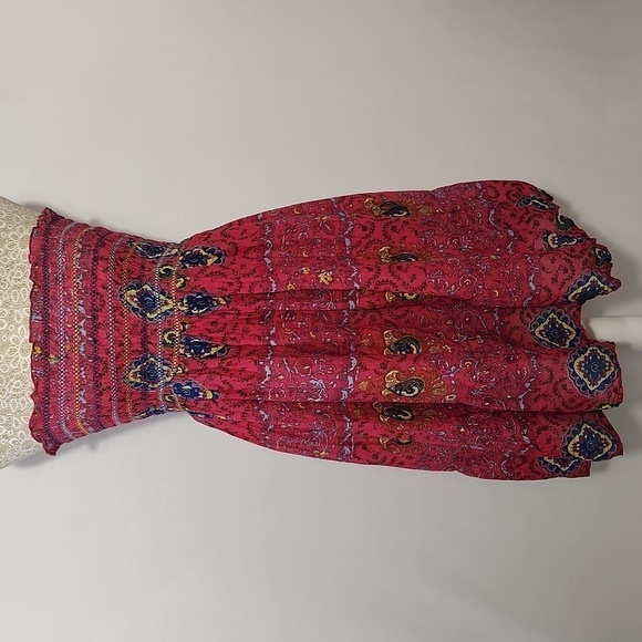 Raviya Women SZ S Pink Paisley Print Pull On Style Smocked Lined Tube Top Dress - Picture 1 of 14